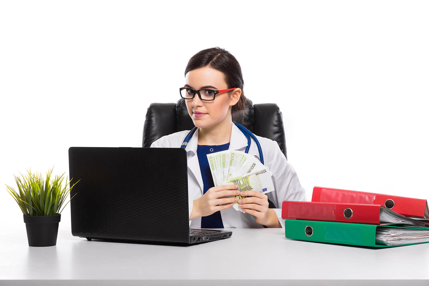 young-woman-doctor-with-stethoscope-sitting